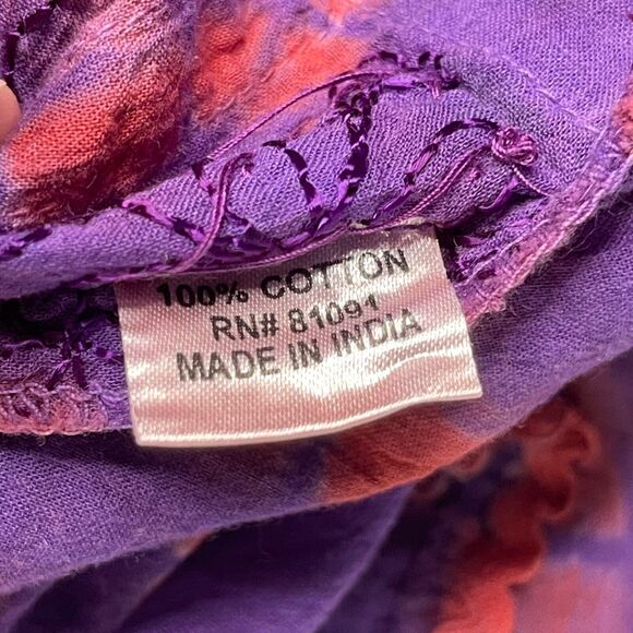 Krishma Top Women Plus Size Purple Red Tie Dye Embroidery Sequins Scalloped Trim - Picture 9 of 11